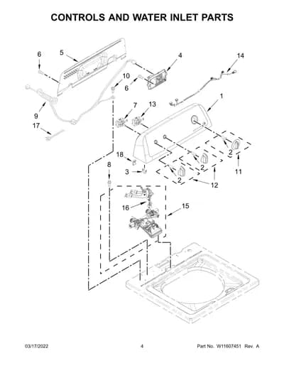 CONTROLS AND WATER INLET PARTS
