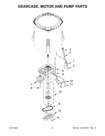 GEARCASE, MOTOR AND PUMP PARTS
