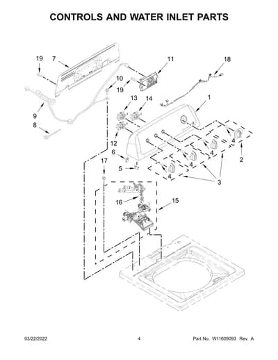 CONTROLS AND WATER INLET PARTS