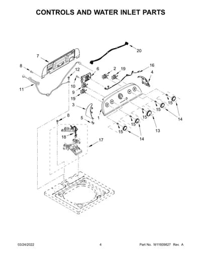 CONTROLS AND WATER INLET PARTS