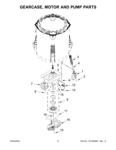 GEARCASE, MOTOR AND PUMP PARTS