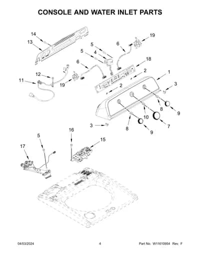 CONSOLE AND WATER INLET PARTS