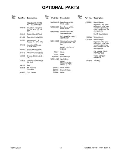 OPTIONAL PARTS