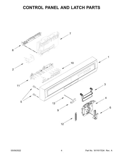 CONTROL PANEL AND LATCH PARTS