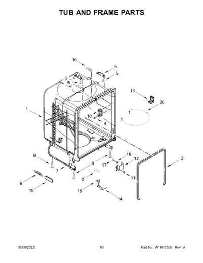 TUB AND FRAME PARTS