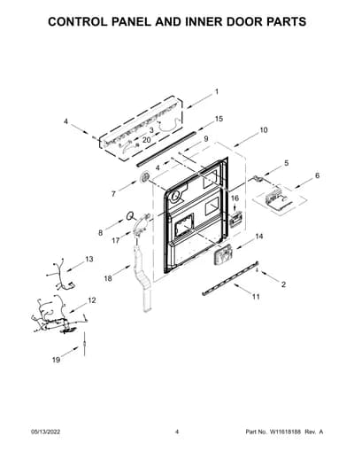 CONTROL PANEL AND INNER DOOR PARTS