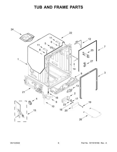TUB AND FRAME PARTS