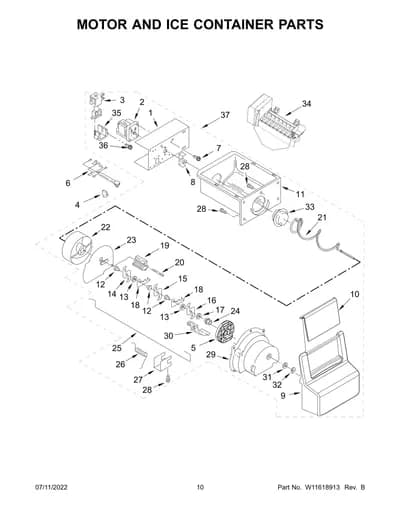MOTOR AND ICE CONTAINER PARTS