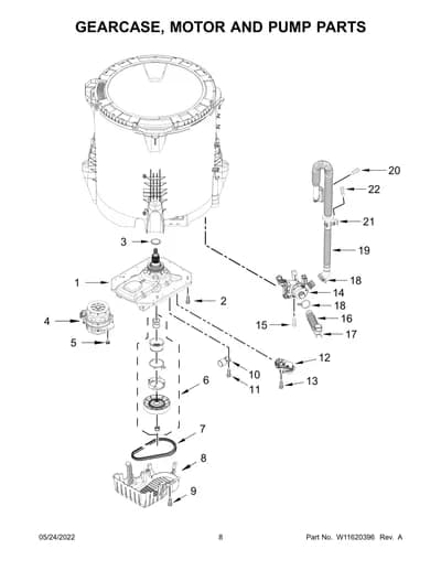 GEARCASE, MOTOR AND PUMP PARTS