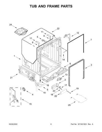 TUB AND FRAME PARTS