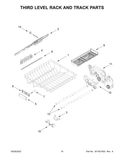 THIRD LEVEL RACK AND TRACK PARTS