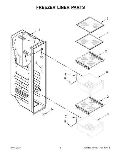 FREEZER LINER PARTS