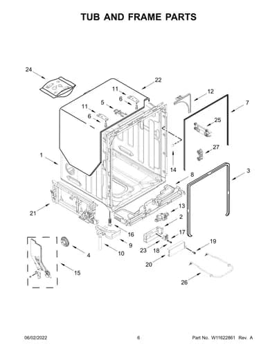 TUB AND FRAME PARTS