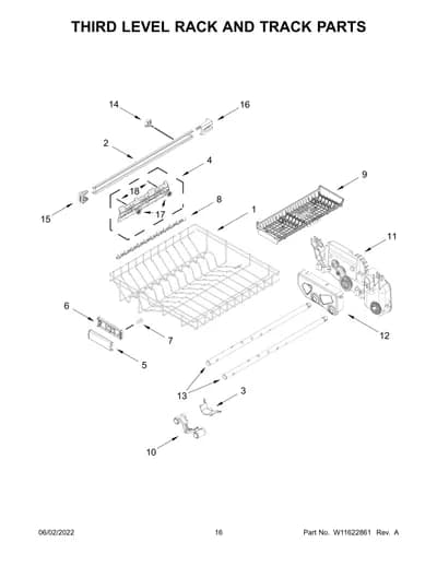 THIRD LEVEL RACK AND TRACK PARTS