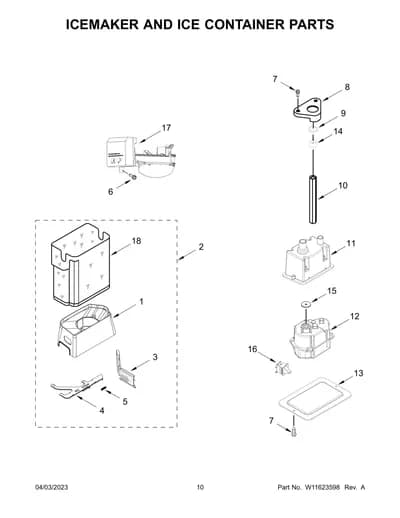 ICEMAKER AND ICE CONTAINER PARTS