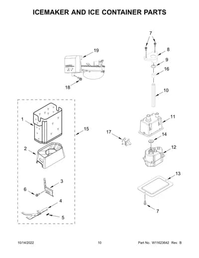ICEMAKER AND ICE CONTAINER PARTS
