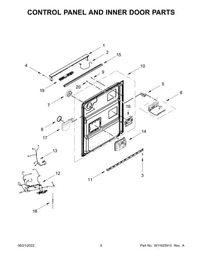 CONTROL PANEL AND INNER DOOR PARTS
