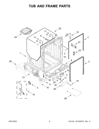 TUB AND FRAME PARTS