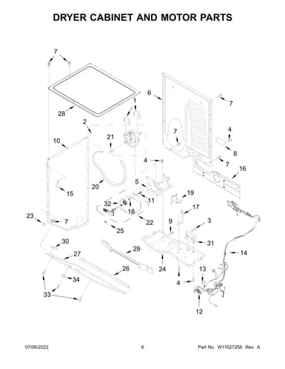 DRYER CABINET AND MOTOR PARTS