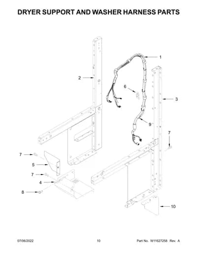 DRYER SUPPORT AND WASHER HARNESS PARTS