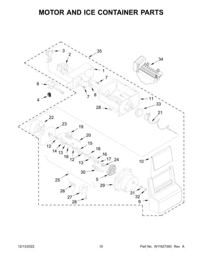 MOTOR AND ICE CONTAINER PARTS