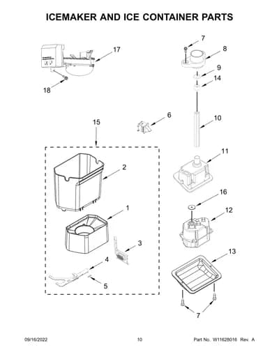 ICEMAKER AND ICE CONTAINER PARTS