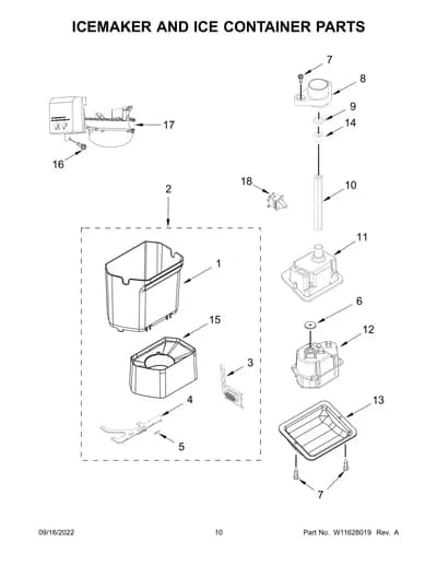 ICEMAKER AND ICE CONTAINER PARTS