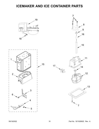 ICEMAKER AND ICE CONTAINER PARTS