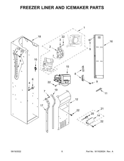 FREEZER LINER AND ICEMAKER PARTS