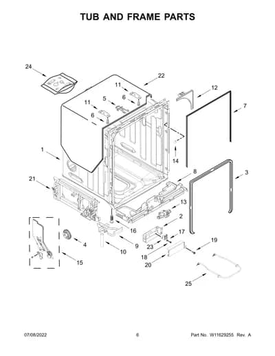 TUB AND FRAME PARTS