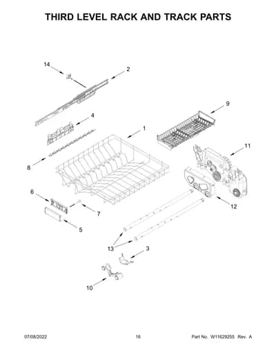 THIRD LEVEL RACK AND TRACK PARTS