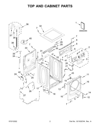 TOP AND CABINET PARTS