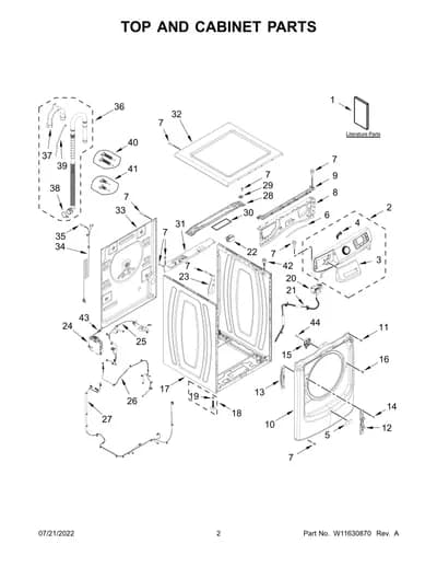 TOP AND CABINET PARTS