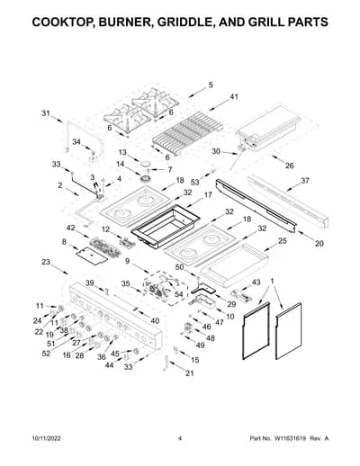 COOKTOP, BURNER, GRIDDLE, AND GRILL PARTS