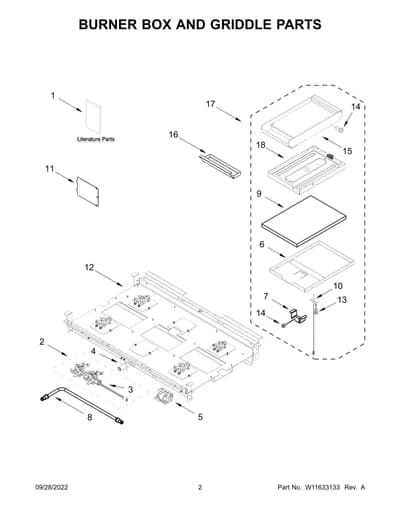 BURNER BOX AND GRIDDLE PARTS