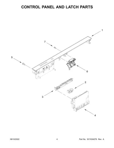 CONTROL PANEL AND LATCH PARTS