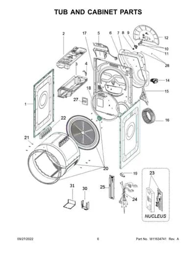 TUB AND CABINET PARTS