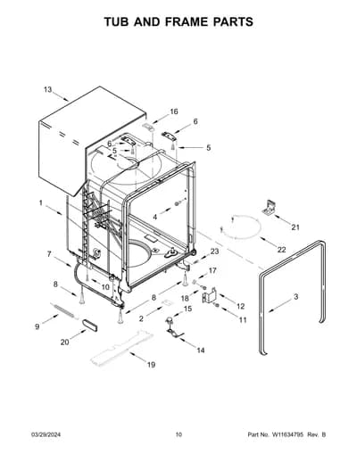 TUB AND FRAME PARTS