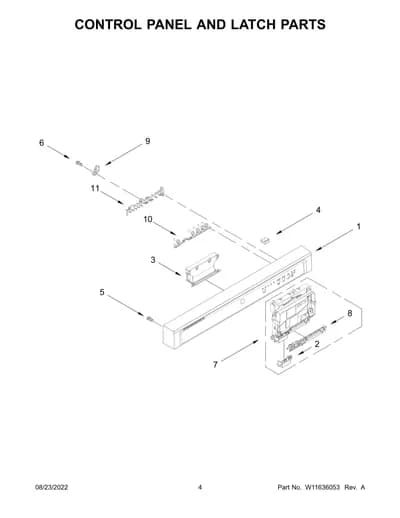 CONTROL PANEL AND LATCH PARTS
