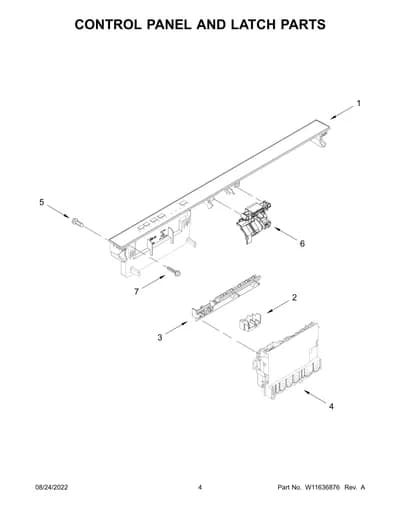 CONTROL PANEL AND LATCH PARTS