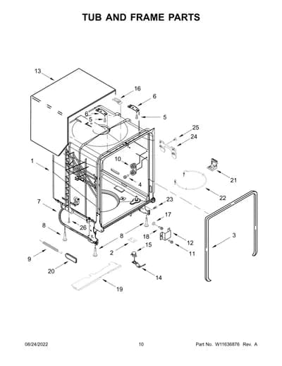 TUB AND FRAME PARTS