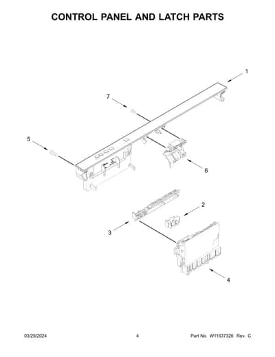 CONTROL PANEL AND LATCH PARTS