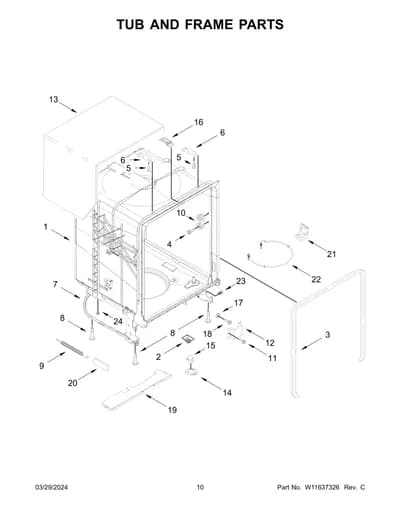 TUB AND FRAME PARTS