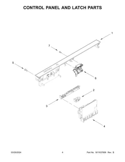 CONTROL PANEL AND LATCH PARTS