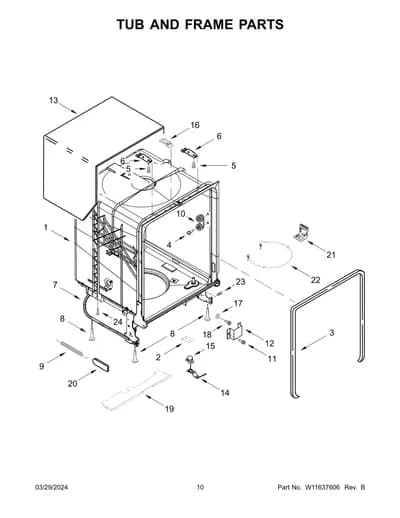 TUB AND FRAME PARTS