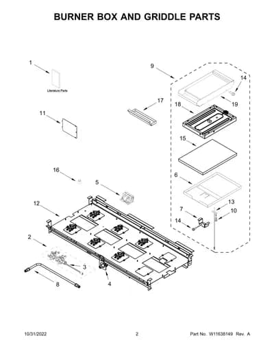 BURNER BOX AND GRIDDLE PARTS