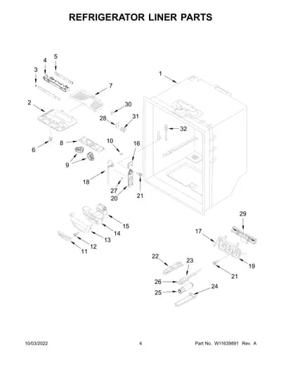 REFRIGERATOR LINER PARTS