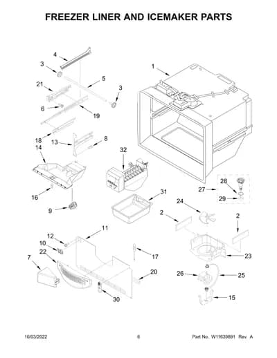 FREEZER LINER AND ICEMAKER PARTS