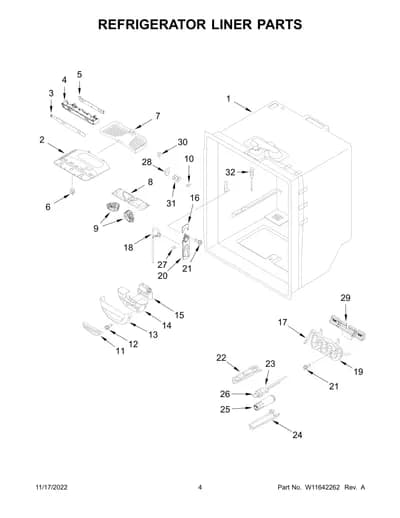 REFRIGERATOR LINER PARTS