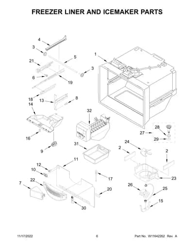 FREEZER LINER AND ICEMAKER PARTS